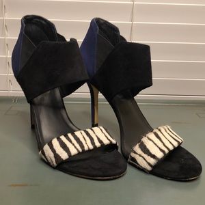 Trina Turk Zebra Color Blocked Heels